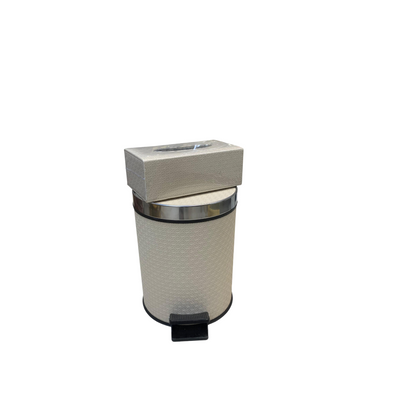 Luxury Beige Leather Dustbin & Tissue Box Set
