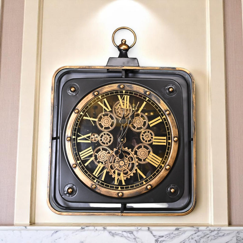 Chrono Square Geared Wall Clock