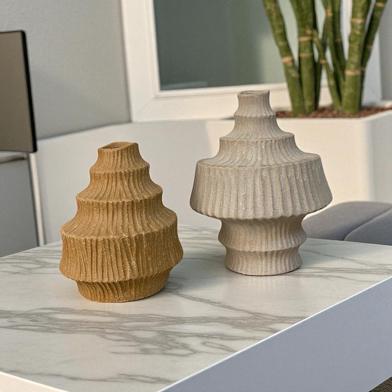 Tiered Textured Ceramic Vase