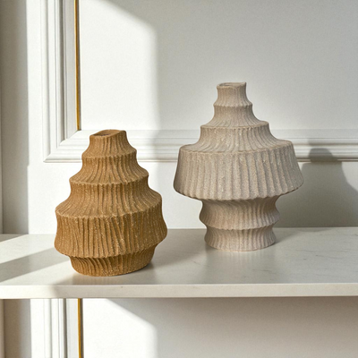Tiered Textured Ceramic Vase