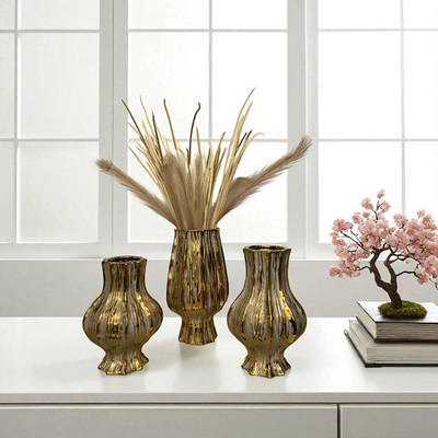 Golden Radiance Decorative Vases
