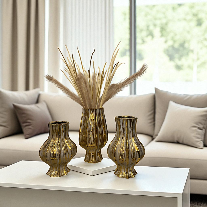 Golden Radiance Decorative Vases