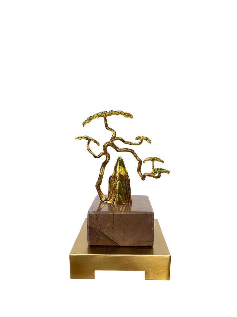 Miniature Bonsai Brass Tree Decor