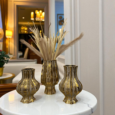 Golden Radiance Decorative Vases