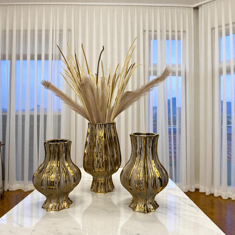Golden Radiance Decorative Vases