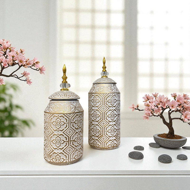 Imperial White-Gold Ceramic Jars