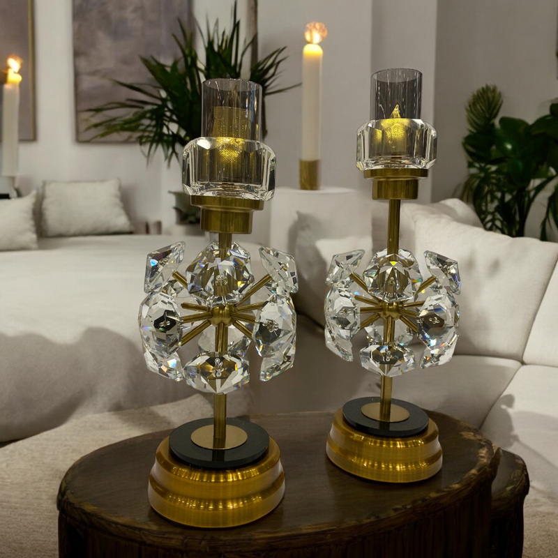 Imperial Crystal Brass Candle Holders