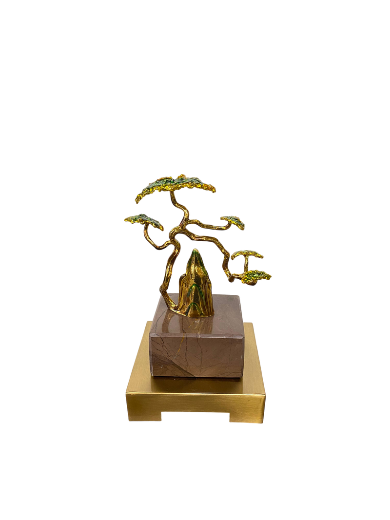 Miniature Bonsai Brass Tree Decor