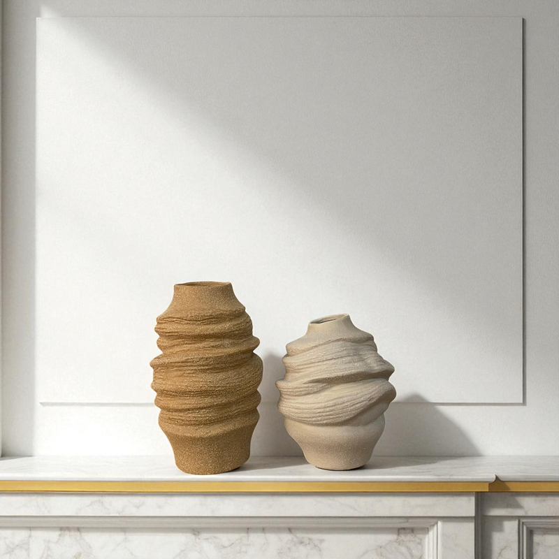 Wavy Textured Ceramic Vase