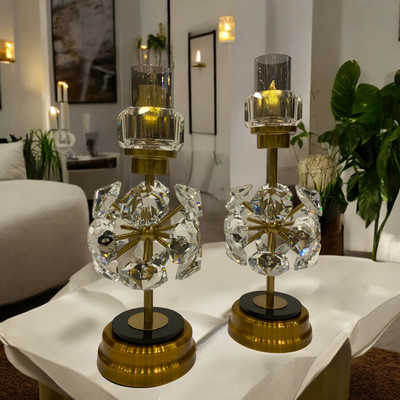 Imperial Crystal Brass Candle Holders