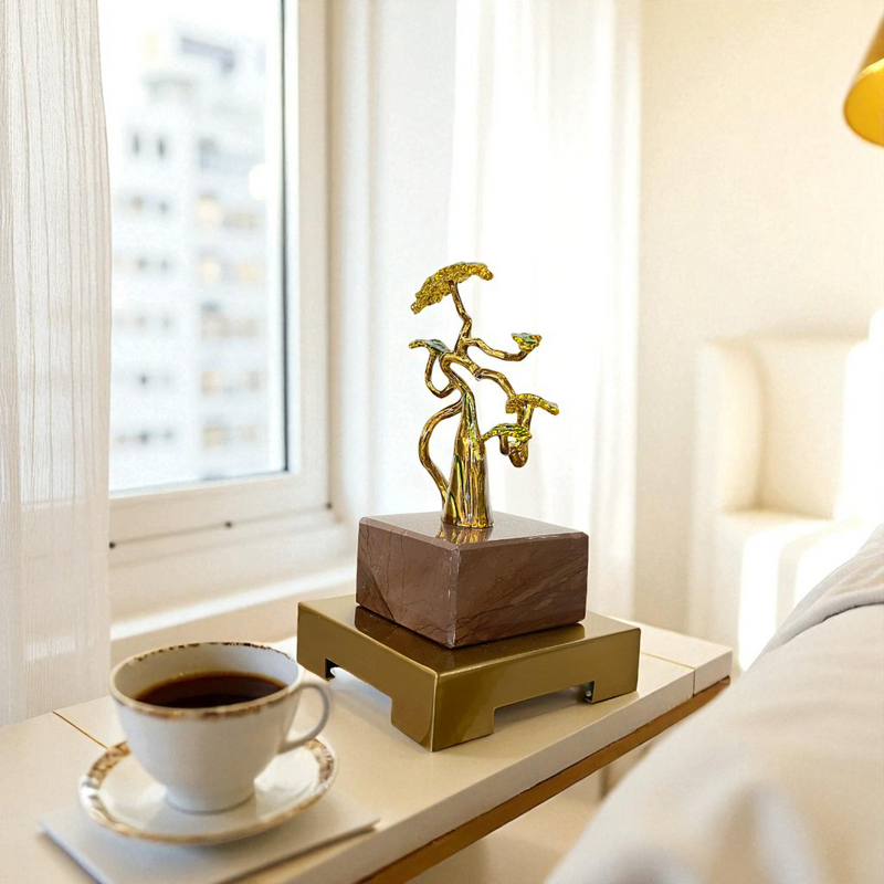Miniature Bonsai Brass Tree Decor