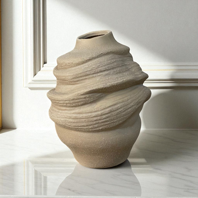 Wavy Textured Ceramic Vase