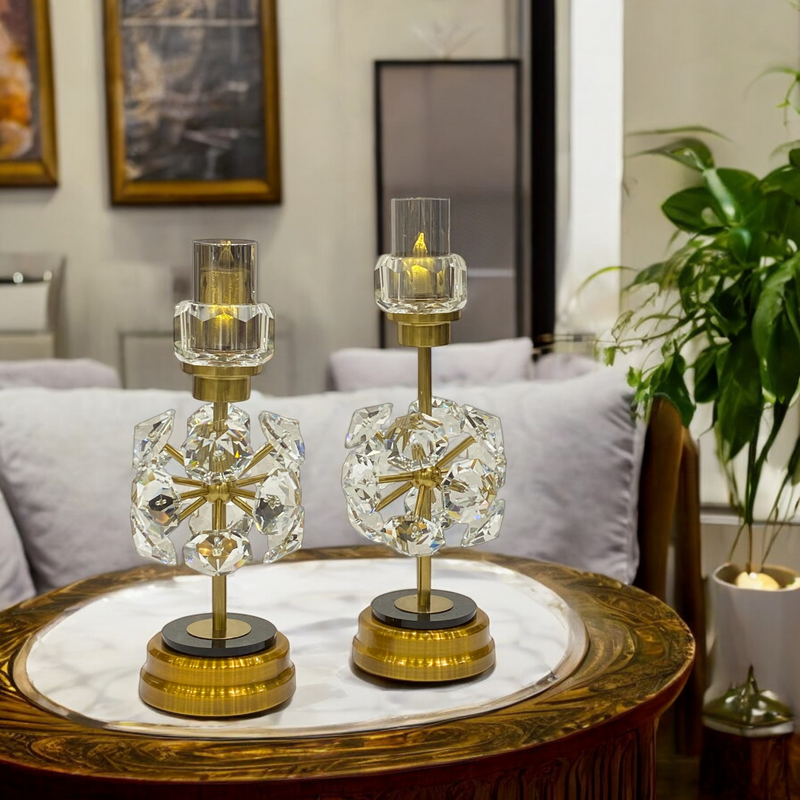 Imperial Crystal Brass Candle Holders