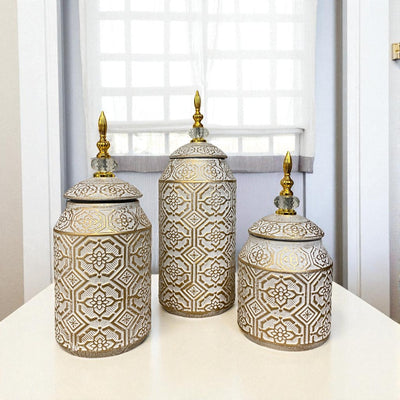 Imperial White-Gold Ceramic Jars