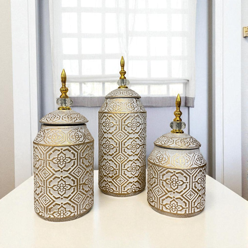 Imperial White-Gold Ceramic Jars