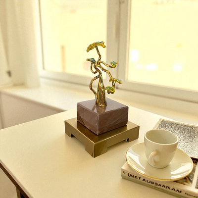 Miniature Bonsai Brass Tree Decor