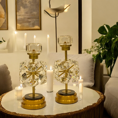 Imperial Crystal Brass Candle Holders