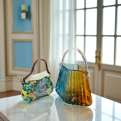Glass Elegance Handbag-Inspired Decorative Sculptures