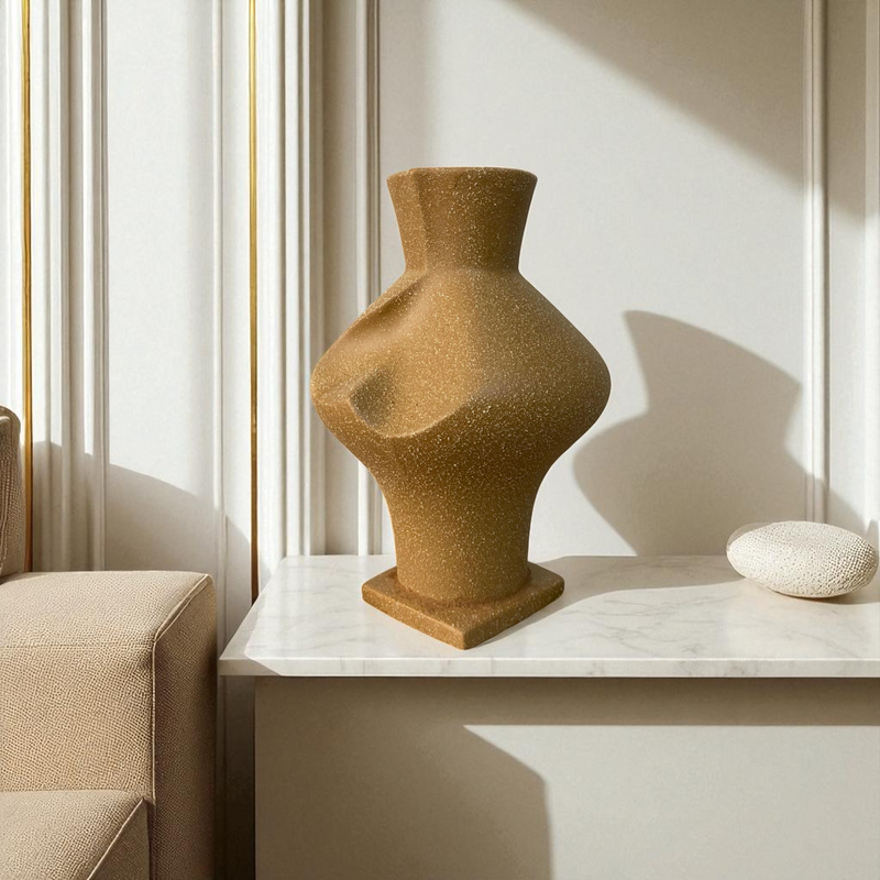 Matte Sand-Textured Abstract Ceramic Vase