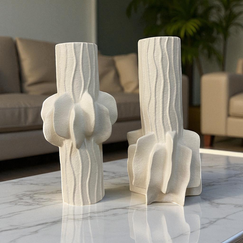 Sculpted Wave Ceramic Vase