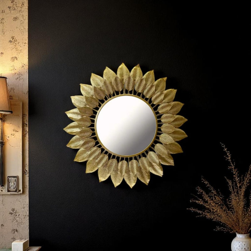 Brass Leaf Elegance Wall Mirror