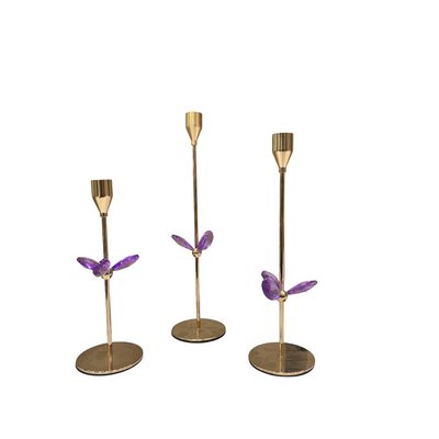 Luxury Golden Metallic Candle Stand Set