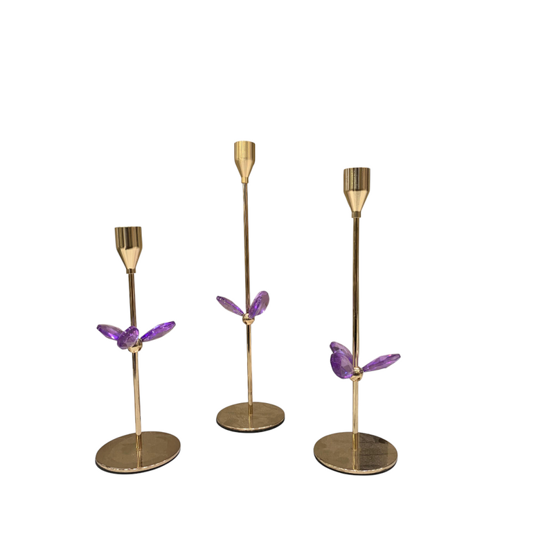 Luxury Golden Metallic Candle Stand Set