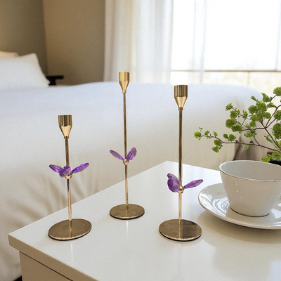 Luxury Golden Metallic Candle Stand Set