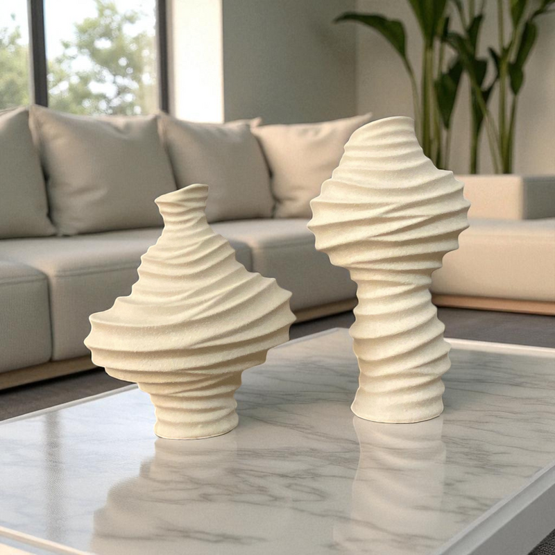 Rippled Textured Ceramic Vase