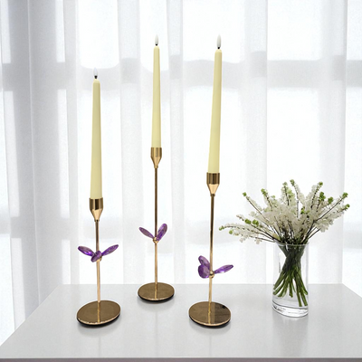 Luxury Golden Metallic Candle Stand Set