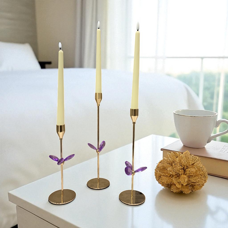 Luxury Golden Metallic Candle Stand Set