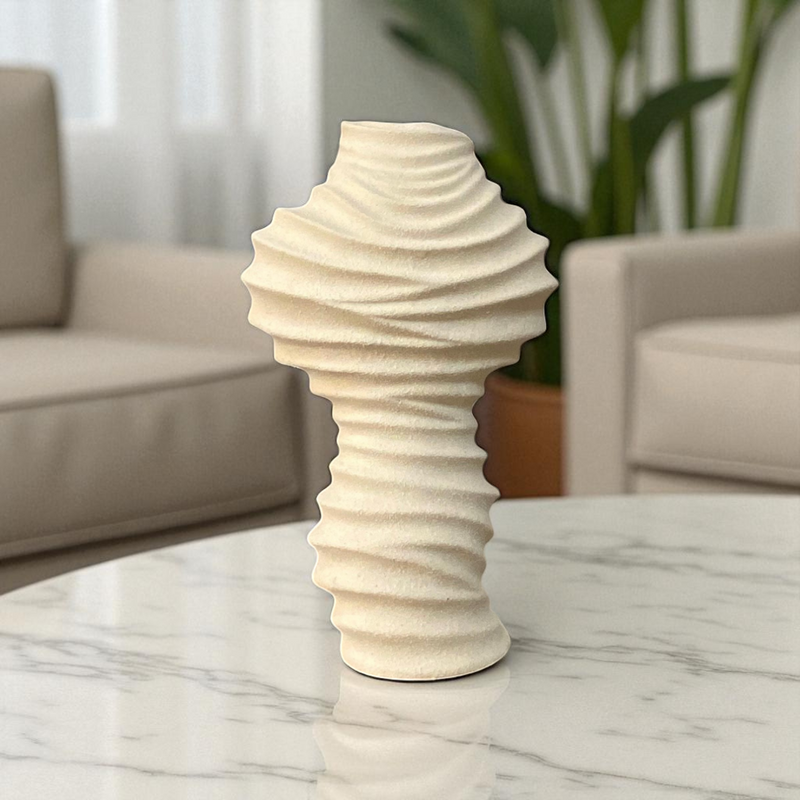 Rippled Textured Ceramic Vase