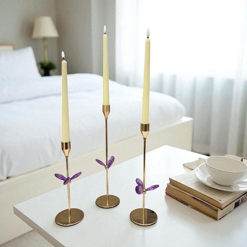 Luxury Golden Metallic Candle Stand Set