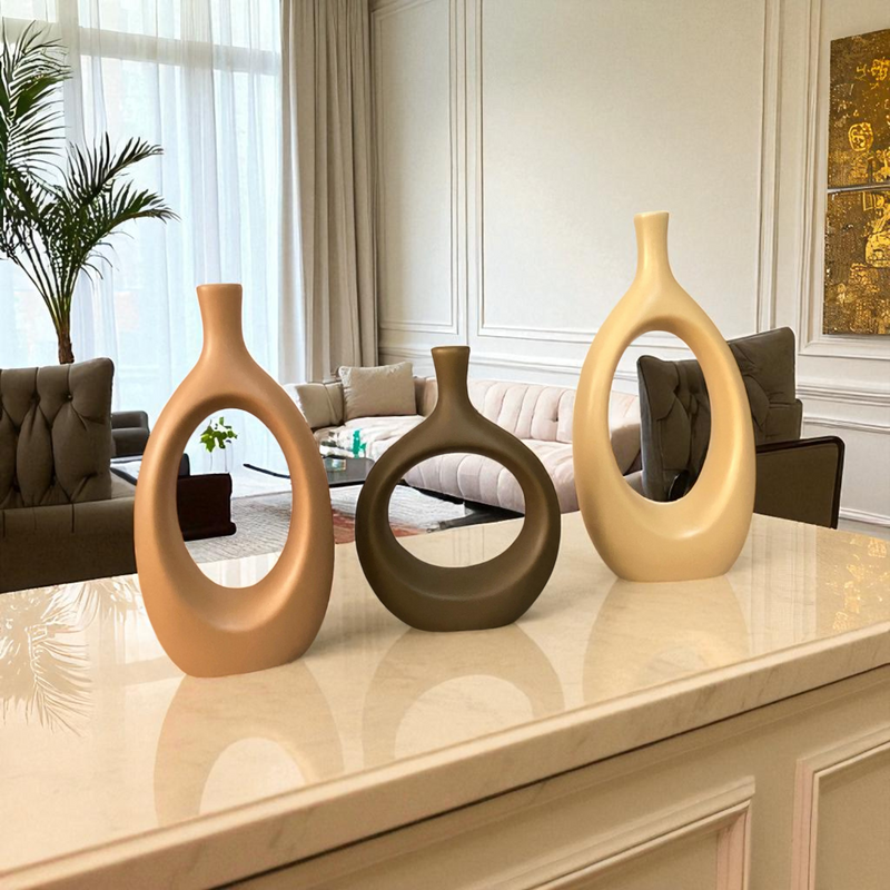 Hollow Ring Ceramic Vase