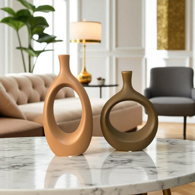 Hollow Ring Ceramic Vase