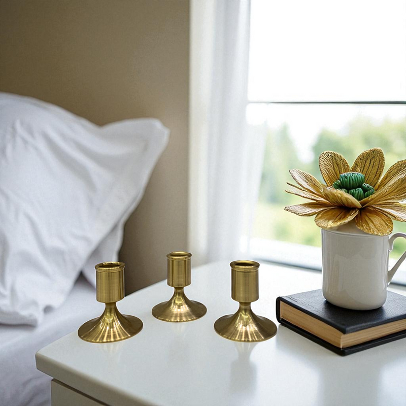 Contempo Brass Gold Candle Stand Set