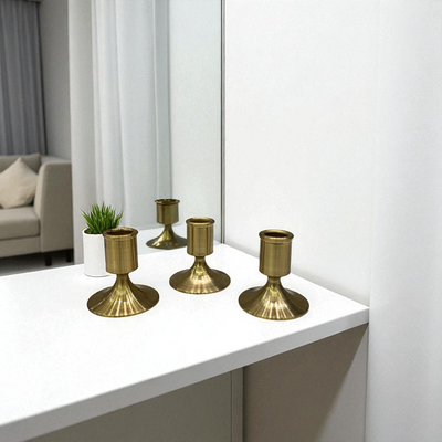 Contempo Brass Gold Candle Stand Set