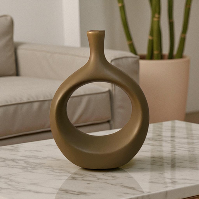 Hollow Ring Ceramic Vase