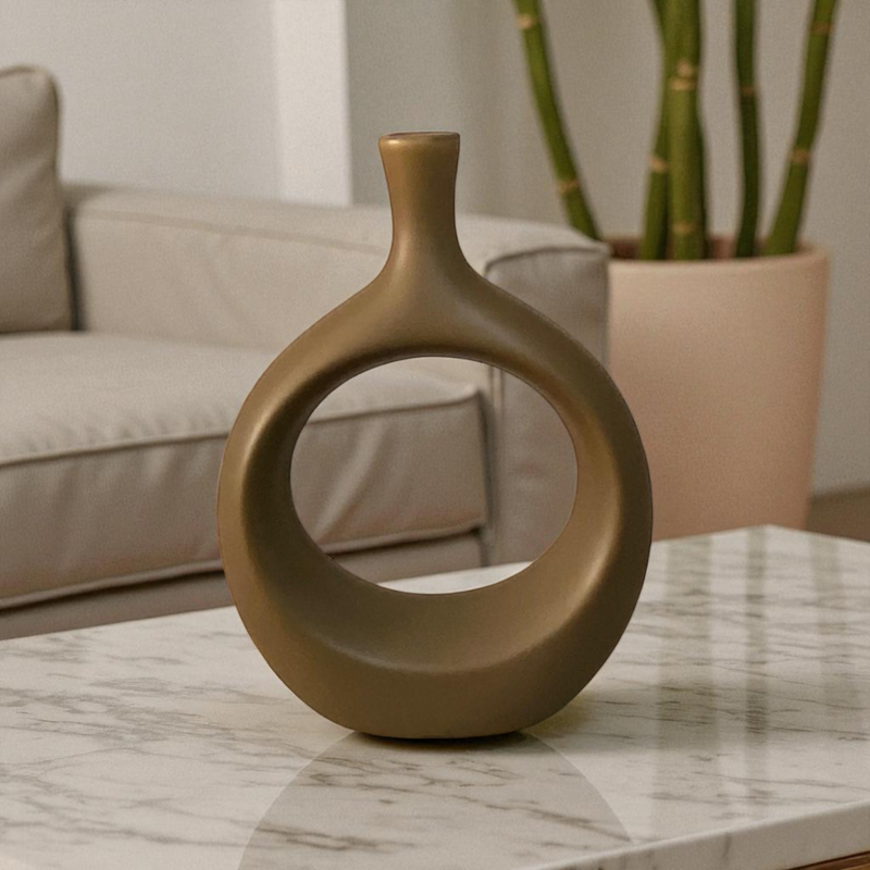 Hollow Ring Ceramic Vase
