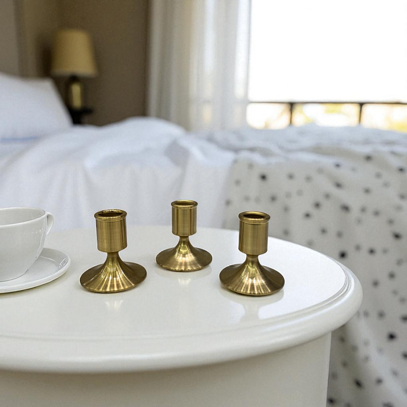 Contempo Brass Gold Candle Stand Set