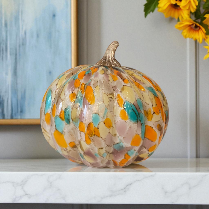 Autumn Breeze Speckled Decorative Pumpkin Duo Set