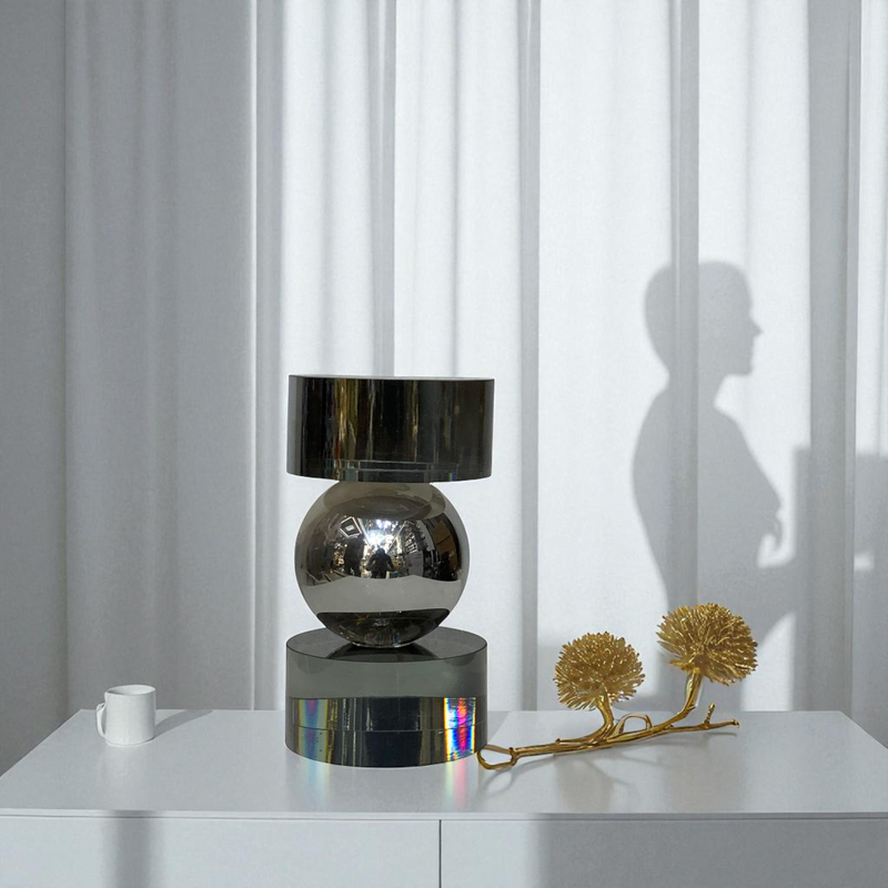 Obsidian Crystal Orb Sculpture