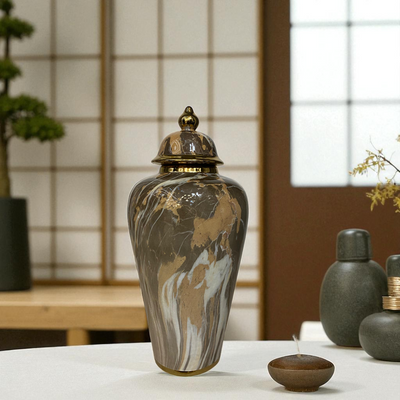 Earthstone Marble-Glaze Ceramic Jars