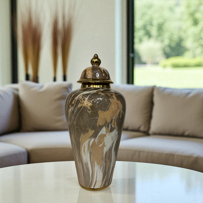 Earthstone Marble-Glaze Ceramic Jars