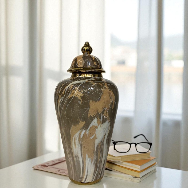Earthstone Marble-Glaze Ceramic Jars