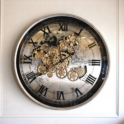 Roland Round Industrial Moving Cogs Wall Clock