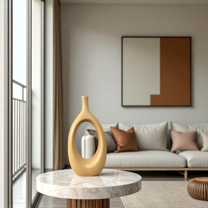 Hollow Ring Ceramic Vase
