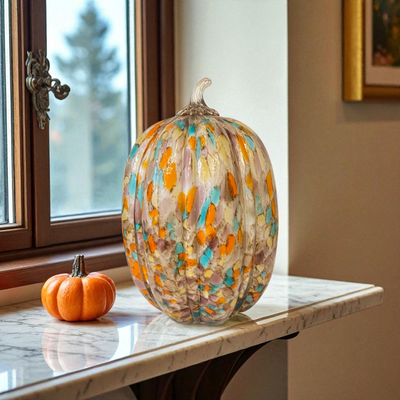 Autumn Breeze Speckled Decorative Pumpkin Duo Set