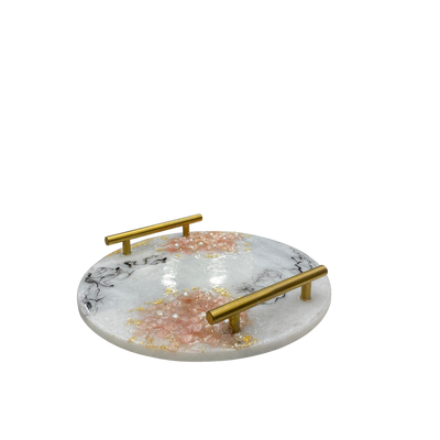 Floral Design Round Resin-Art Tray