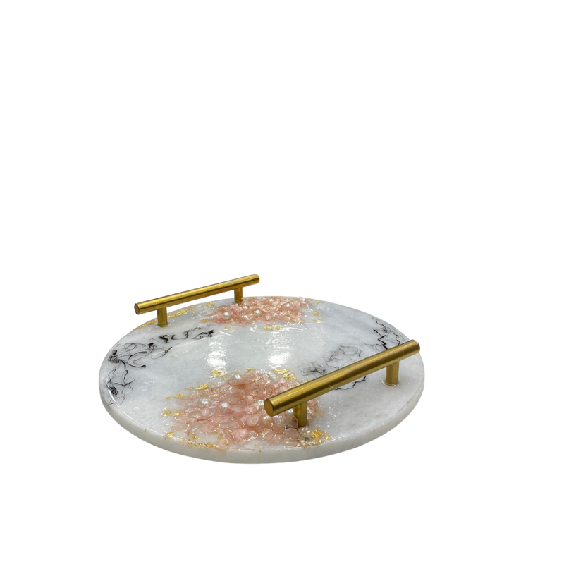 Floral Design Round Resin-Art Tray